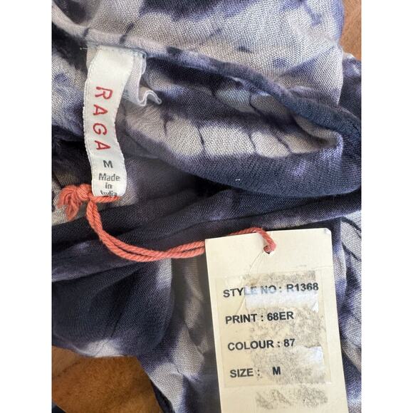 RAGA Mini Dress Gauze Medium Tie Dye Low Back Long Sleeve Swim Cover Up NEW Boho - Picture 6 of 7